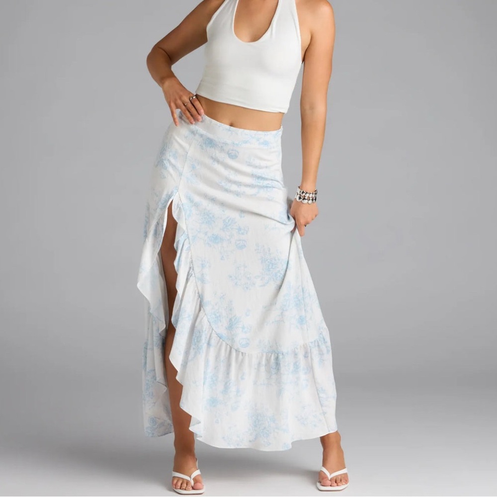 Windsor white and blue midi skirt
